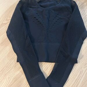 ALO Yoga Black Mesh Crop Top